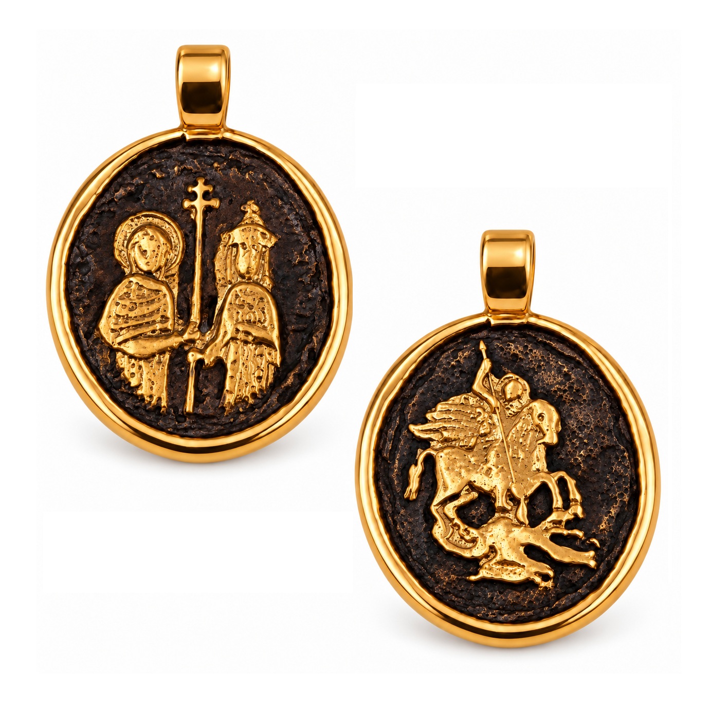 PENDANT Double Sided Konstantinato SENZIO Collection from K9 Yellow Gold 3SEN.D006P - 