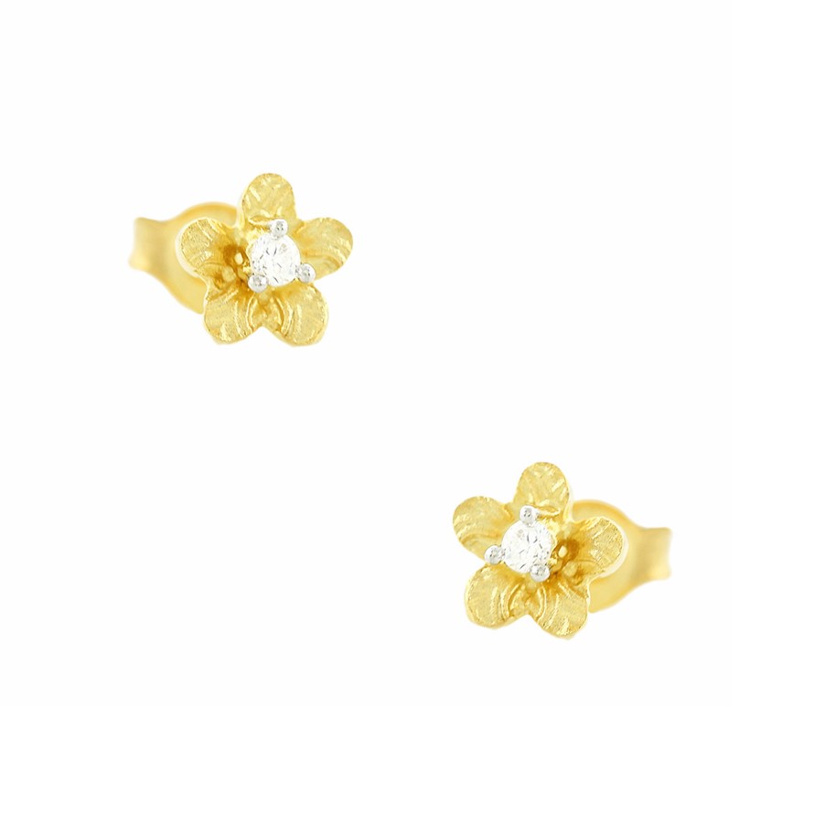 ΣΚΟΥΛΑΡΙΚΙΑ Λουλούδι Κ9 Κίτρινο Χρυσό με Πέτρες Ζιργκόν 3SOU.1167OR - 