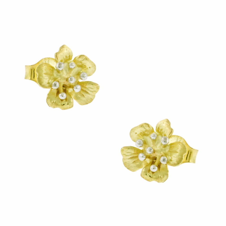 ΣΚΟΥΛΑΡΙΚΙΑ Λουλούδι Κ9 Κίτρινο και Λευκό Χρυσό 3SOU.1179OR - 