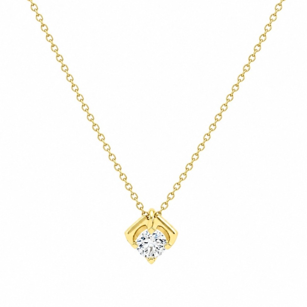 NECKLACE Solitaire SENZIO Collection K9 Yellow Gold with Zircon Stone 3SOU.1200C - 
