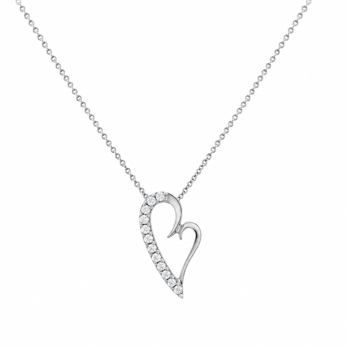 NECKLACE Heart SENZIO Collection in White Gold K9 with Zircon Stones 3SOU.965LK - 
