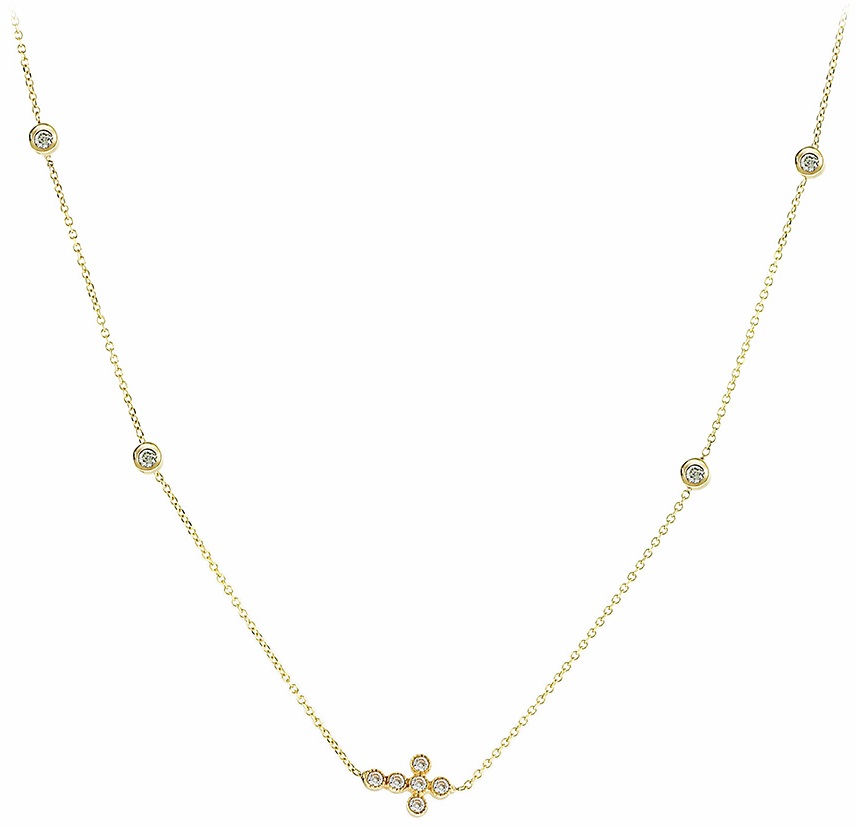 ΚΟΛΙΕ με Σταυρό σε Κίτρινο Χρυσό με Αλυσίδα Κ9 και Ζιργκόν 3AB.03.378C - 