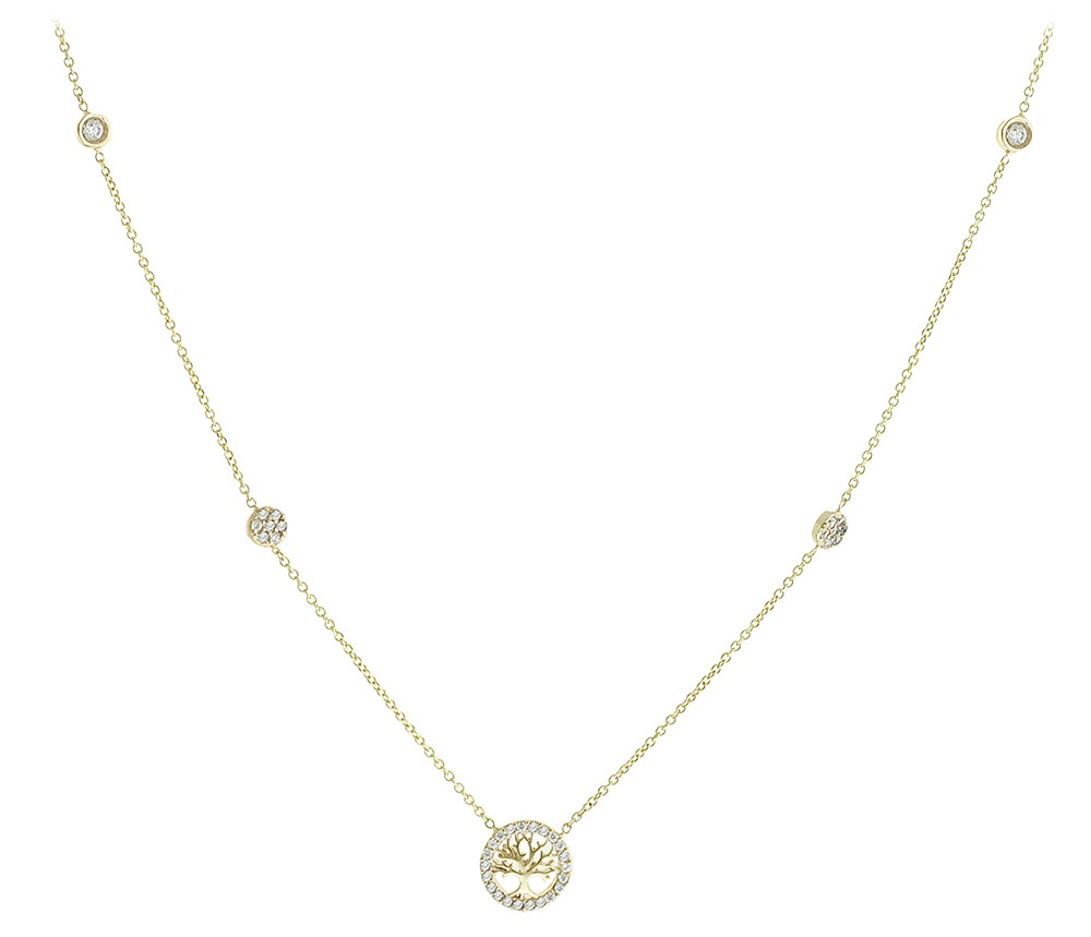 NECKLACE Tree of Life in Yellow Gold with 9K Chain and Zircon 3AB.05.400C