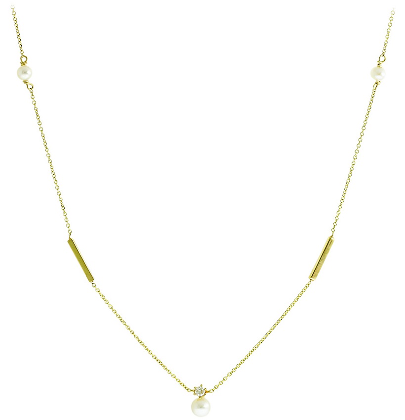 ΚΟΛΙΕ SENZIO Κίτρινο Χρυσό Κ9 με Μαργαριτάρια και Πέτρες Ζιργκόν 3AB.02.419C