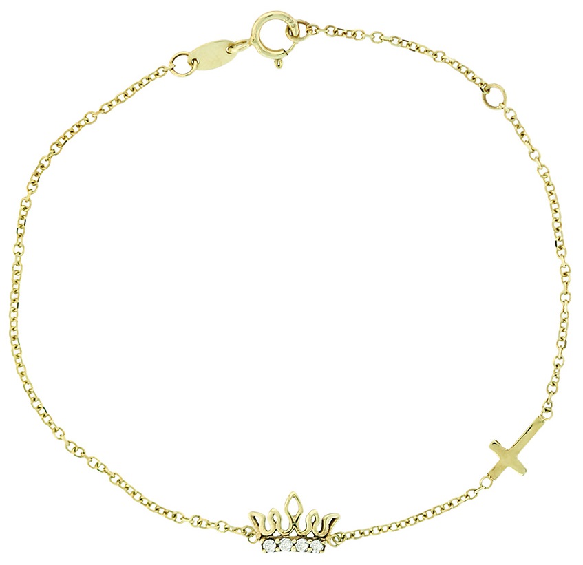 BRACELET Crown K9 Yellow Gold with Zircon Stones 3AB.462B