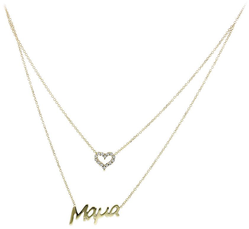 NECKLACE Mama SENZIO Yellow Gold K9 with Zircon Stones 3AB.03.314C