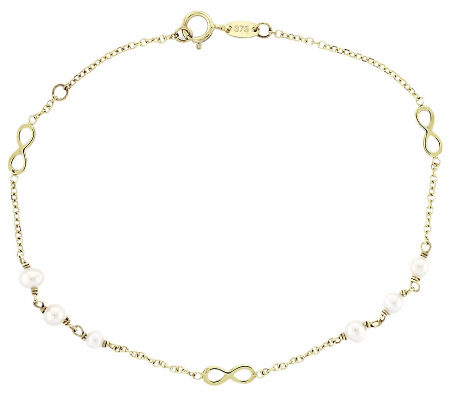 ΒΡΑΧΙΟΛΙ Άπειρο Κίτρινο Χρυσό Κ9 με Μαργαριτάρια 3AB.461B - 