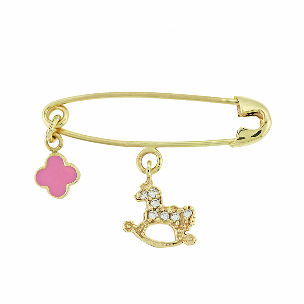 PIN Kids Yellow Gold 9K with Enamel and Zircon Stones 3AB.52NA 