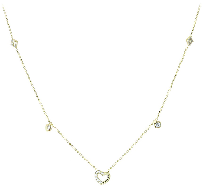 ΚΟΛΙΕ Καρδιά SENZIO 9K Κίτρινο Χρυσό με Πέτρες Ζιργκόν 3AB.01.536C