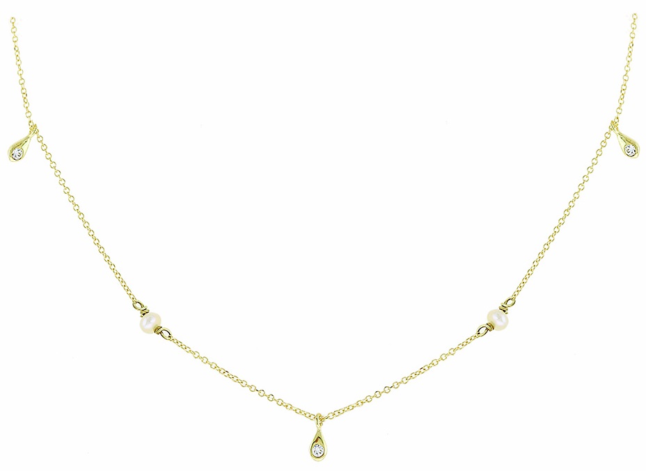 ΚΟΛΙΕ SENZIO Κίτρινο Χρυσό Κ9 με Μαργαριτάρια και Πέτρες Ζιργκόν 3AB.579C