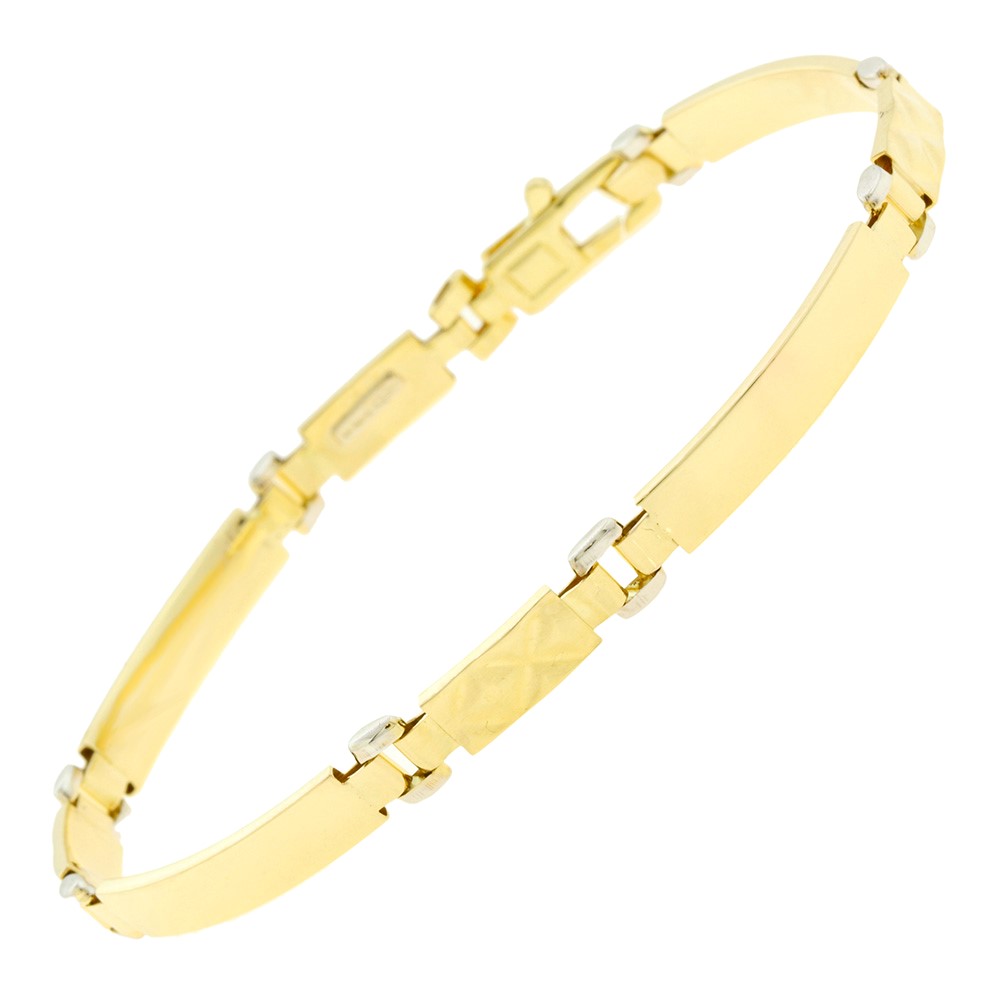 BRACELET Handcuffs K9 Bicolor with Yellow and White Gold 3DB.200B - 