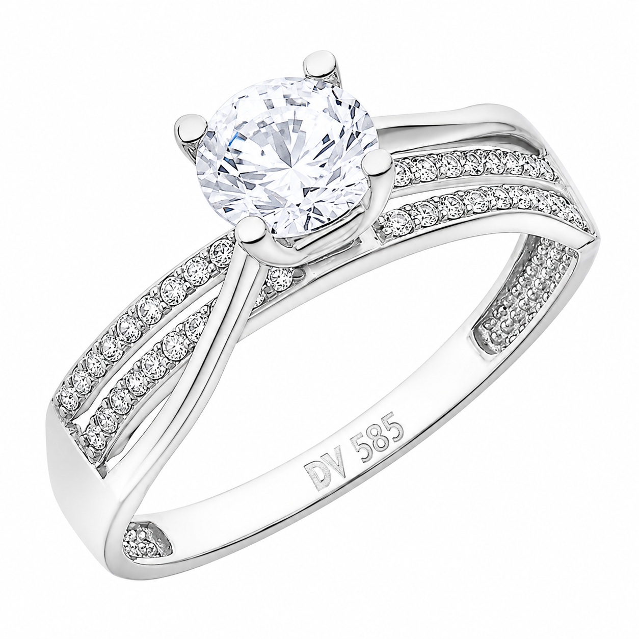 RING Solitaire SENZIO Collection in K9 White Gold with Zircon Stones 3DIV.2274BR - 