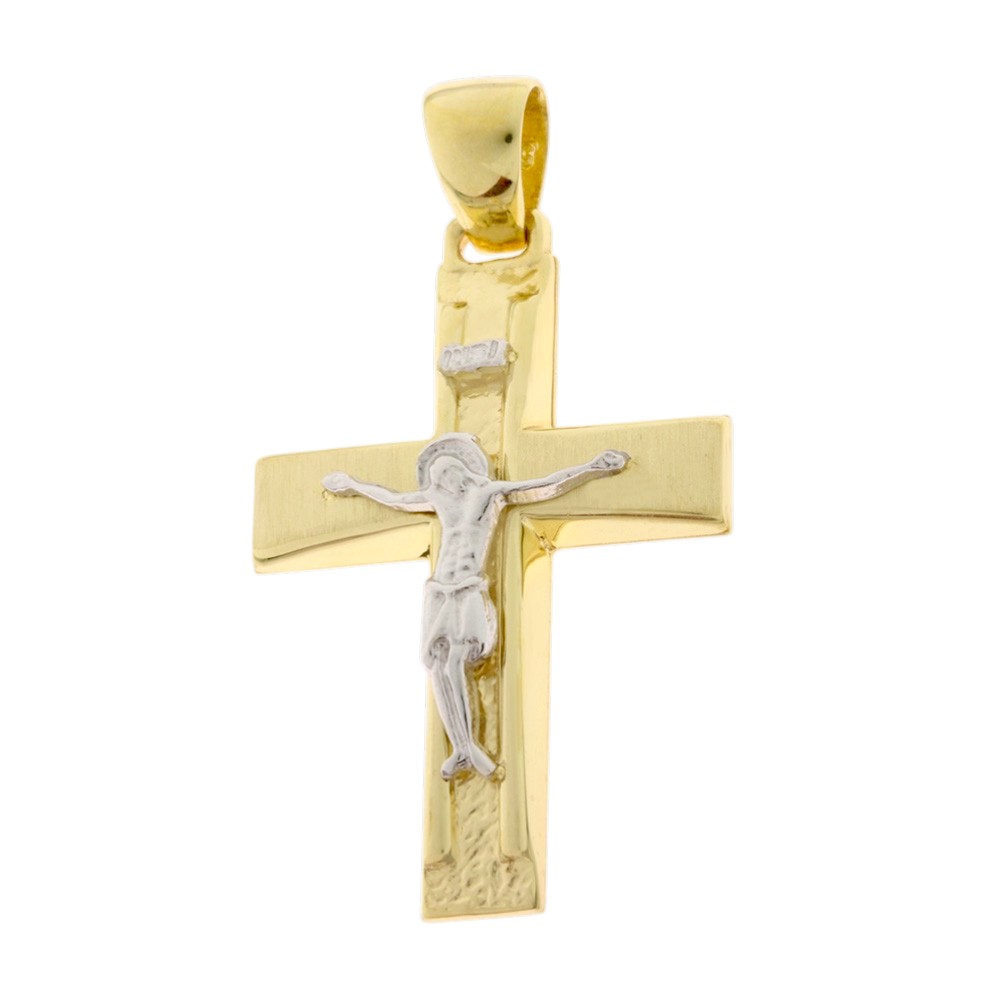 ΣΤΑΥΡΟΣ Ανδρικός SENZIO Collection από Κ9 Κίτρινο και Λευκό Χρυσό 3DO.861CR - 