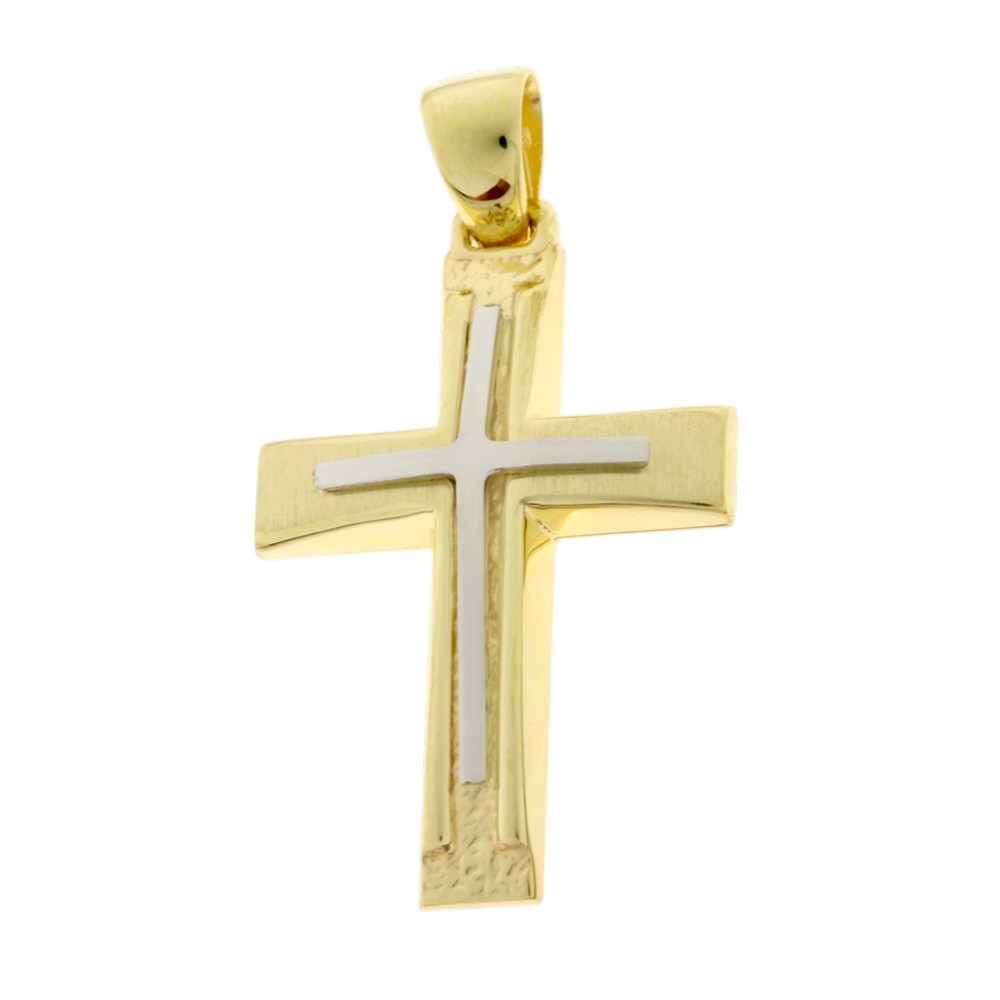 ΣΤΑΥΡΟΣ Ανδρικός SENZIO Collection από Κ9 Κίτρινο και Λευκό Χρυσό 3DO.862CR - 