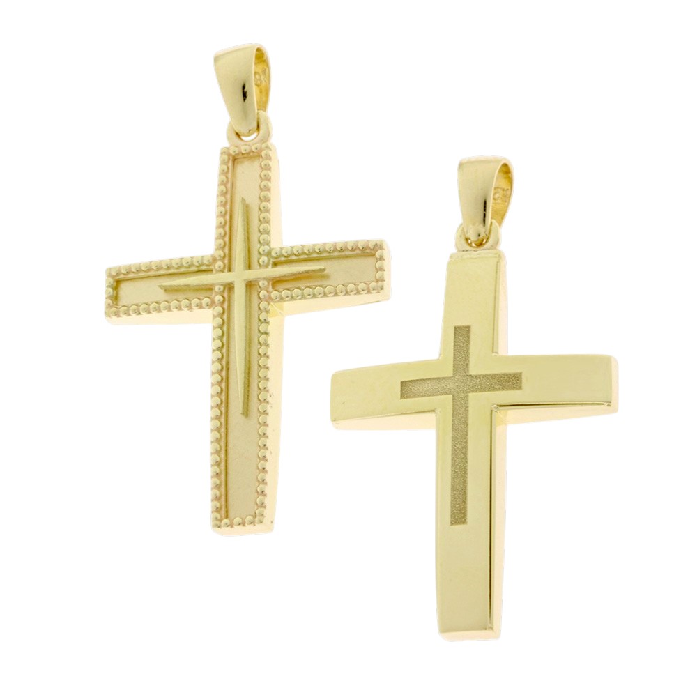 ΣΤΑΥΡΟΣ Ανδικός Διπλής Όψεως SENZIO Collection από Κ9 Κίτρινο Χρυσό 3DO.869CR - 