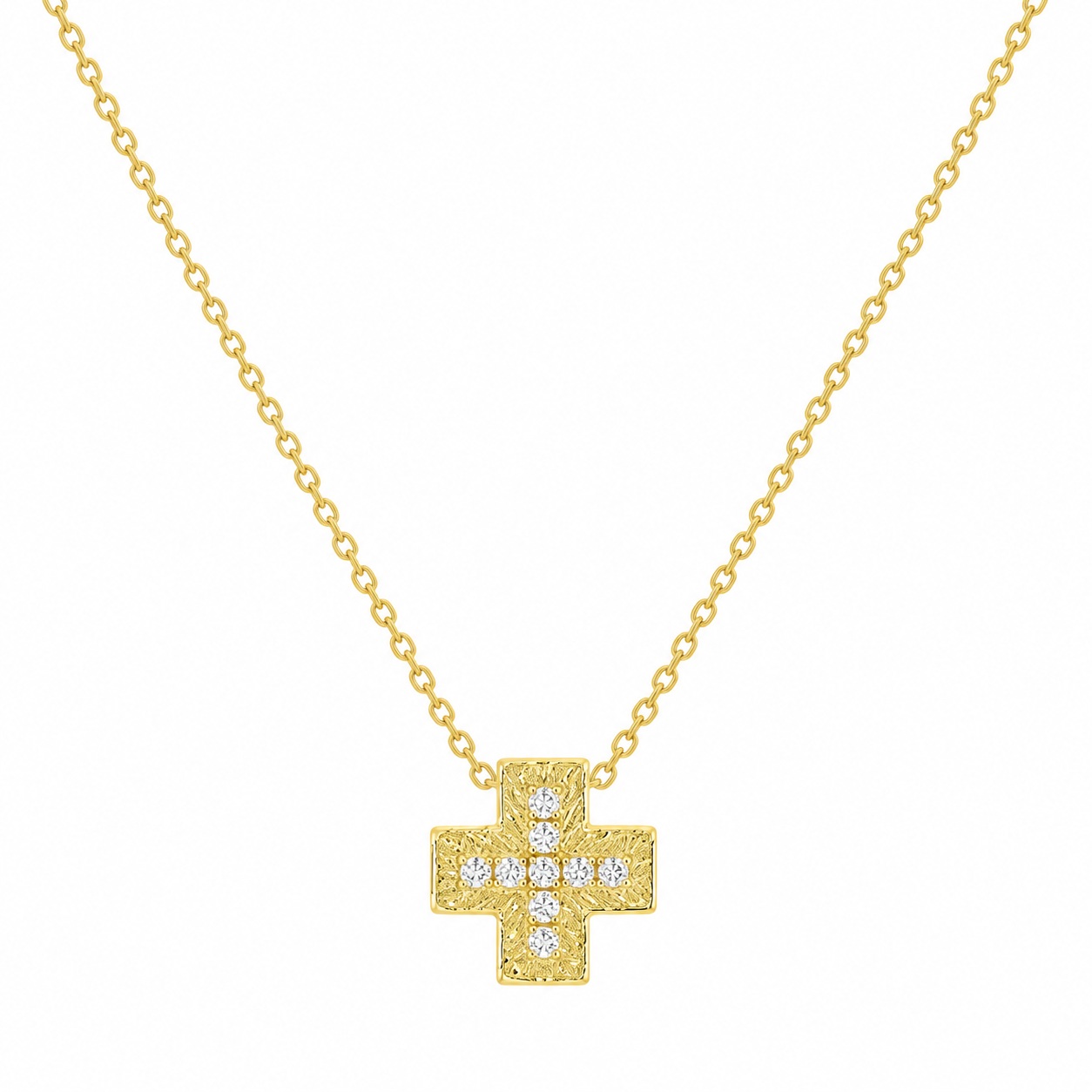 CROSS with Chain SENZIO Collection K9 Yellow Gold with Zircon Stones 3KR.553C