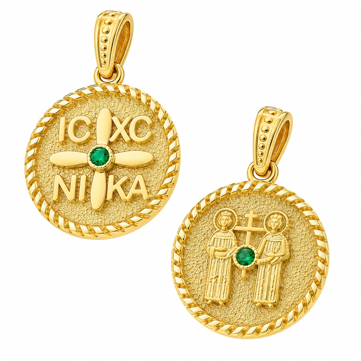 ΜΕΝΤΑΓΙΟΝ Κωνσταντινάτο SENZIO Collection Διπλής Όψης από Κ9 Κίτρινο Χρυσό με Πέτρες Ζιργκόν 3KR.D7250P - 