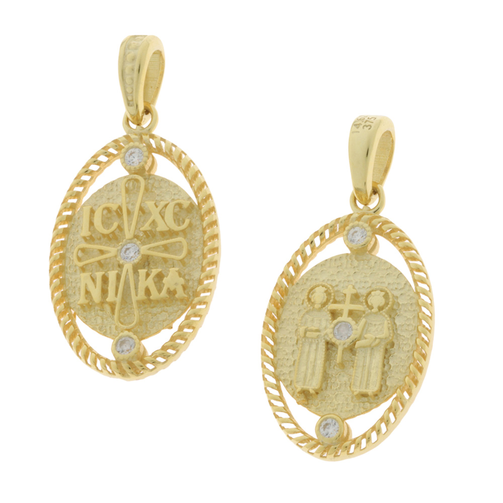 CHRISTIAN CHARMS Double-Sided Constantinato SENZIO Collection K9 Yellow Gold with Zircon stones 3KR.D658P - 