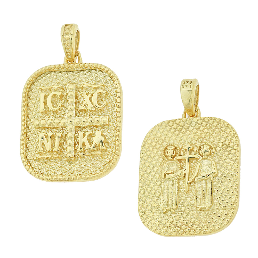 ΚΩΝΣΤΑΝΤΙΝΑΤΟ Διπλής Όψης από Κ9 Κίτρινο Χρυσό 3KR.D3321P - 