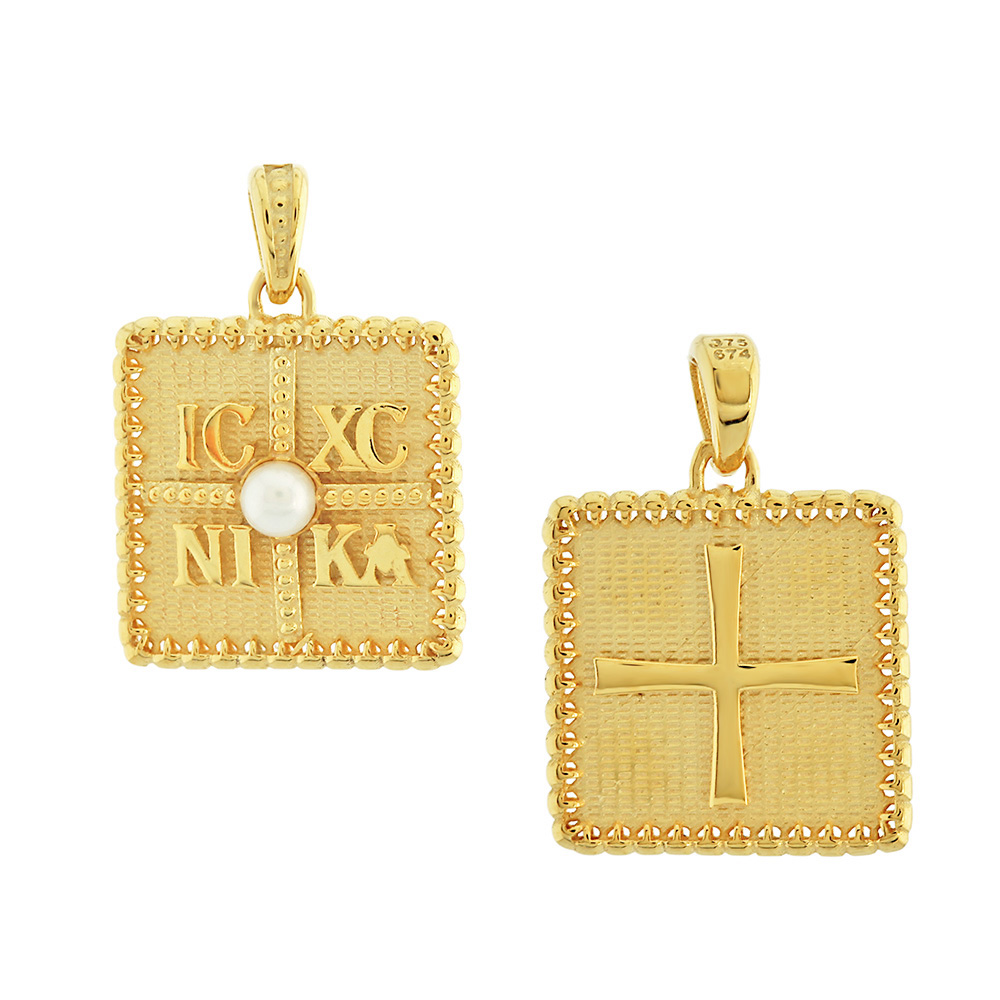 CHRISTIAN CHARMS Double Sided from Yellow Gold 9K with Pearl 3KR.D367P