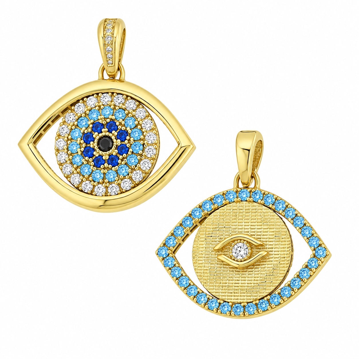 PENDANT Double Sided Eye SENZIO Collection from K9 Yellow Gold with Zircon Stones 3KR.D471AP - 