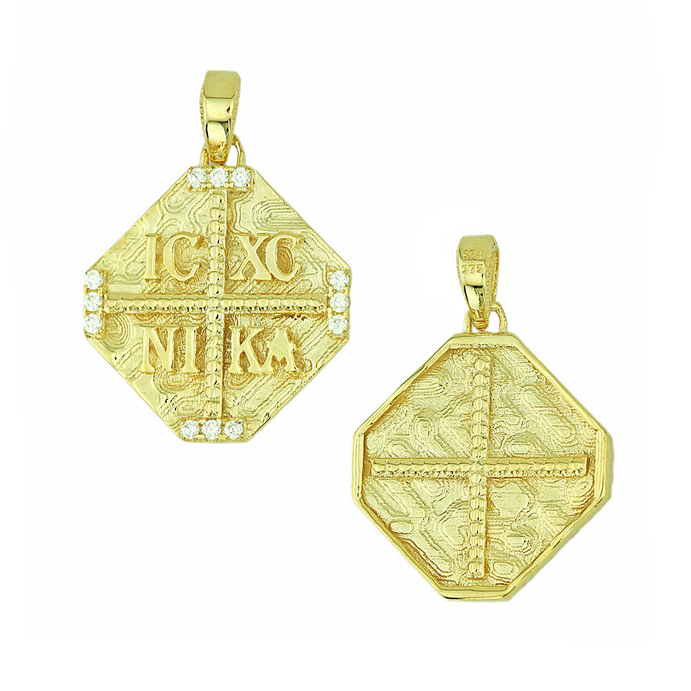 CHRISTIAN CHARMS Double Sided from 9K Yellow Gold with Zircon Stones 3KR.D330P