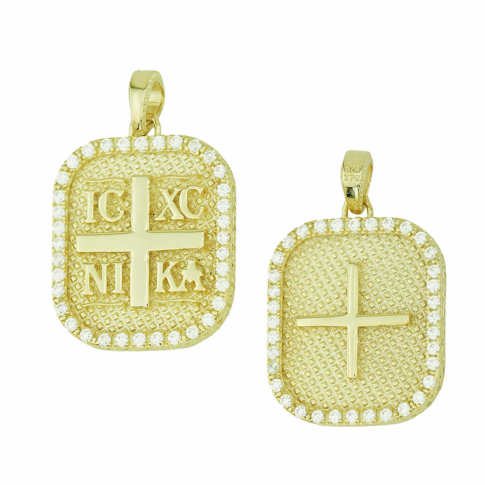 CHRISTIAN CHARMS Double Sided SENZIO Collection K9 Yellow Gold with Zircon Stones 3KR.04.D332P
