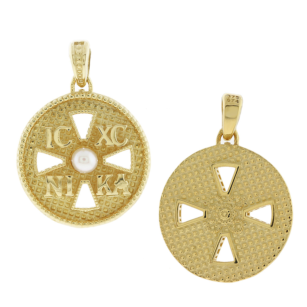 CHRISTIAN CHARMS Double Sided SENZIO Collection Made of K9 Yellow Gold with Pearl 3KR.D369P - 