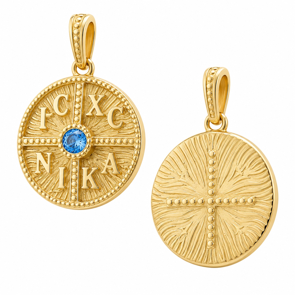 ΚΩΝΣΤΑΝΤΙΝΑΤΟ Διπλής Όψεως SENZIO Collection Κ9 Κίτρινο Χρυσό με Ζιργκόν 3KR.D5603P - 