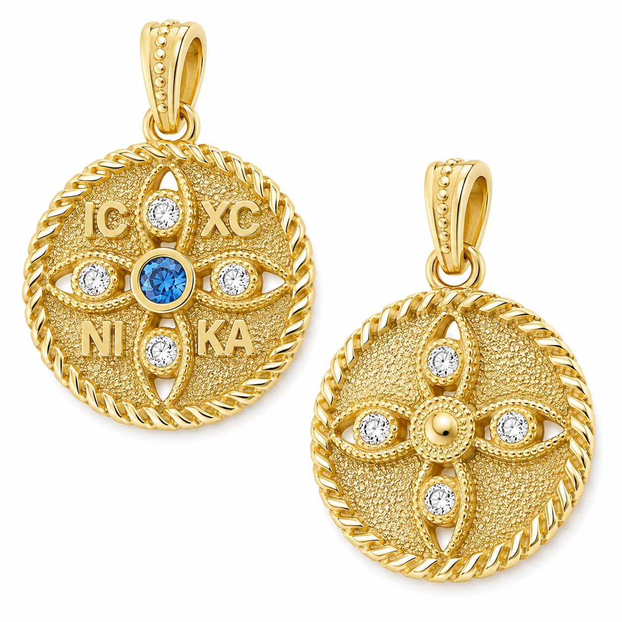 ΚΩΝΣΤΑΝΤΙΝΑΤΟ Διπλής Όψεως SENZIO Collection Κ9 Κίτρινο Χρυσό με Ζιργκόν 3KR.D6503P - 