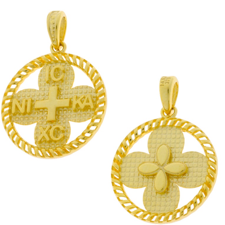 ΚΩΝΣΤΑΝΤΙΝΑΤΟ Φυλαχτό Διπλής Όψεως SENZIO Collection Κ9 Κίτρινο Χρυσό 3KR.D704P - 