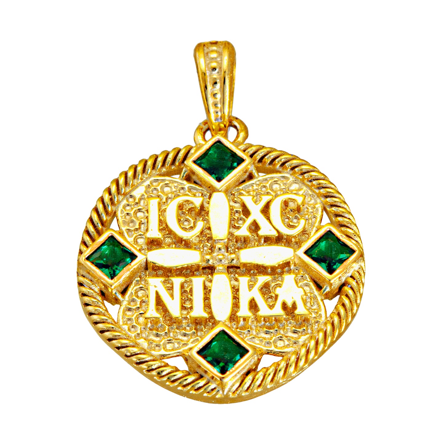 CHRISTIAN CHARMS Amulet Double Sided SENZIO Collection K9 Yellow Gold with Zircon Stones 3LAV.PE5370 - 