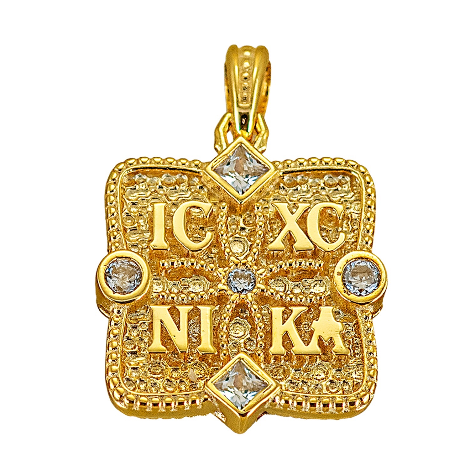 CHRISTIAN CHARMS Amulet Double Sided SENZIO Collection K9 Yellow Gold with Zircon Stones 3LAV.PE543 - 