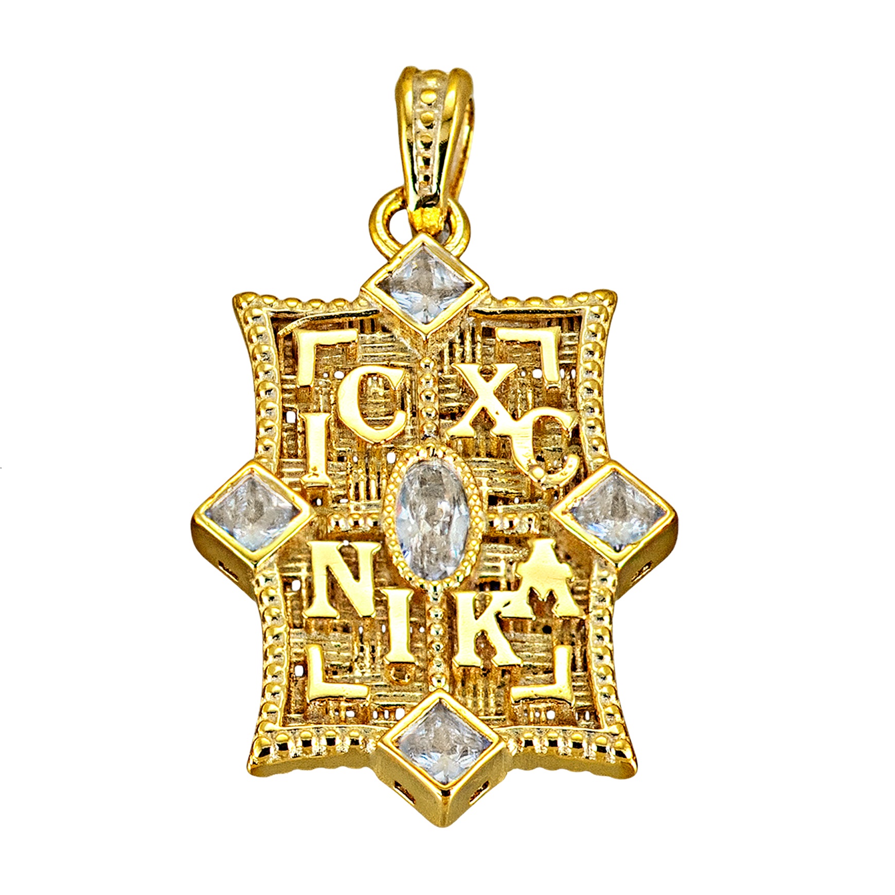 CHRISTIAN CHARMS Amulet SENZIO Collection K9 Yellow Gold with Zircon Stones 3LAV.PE545