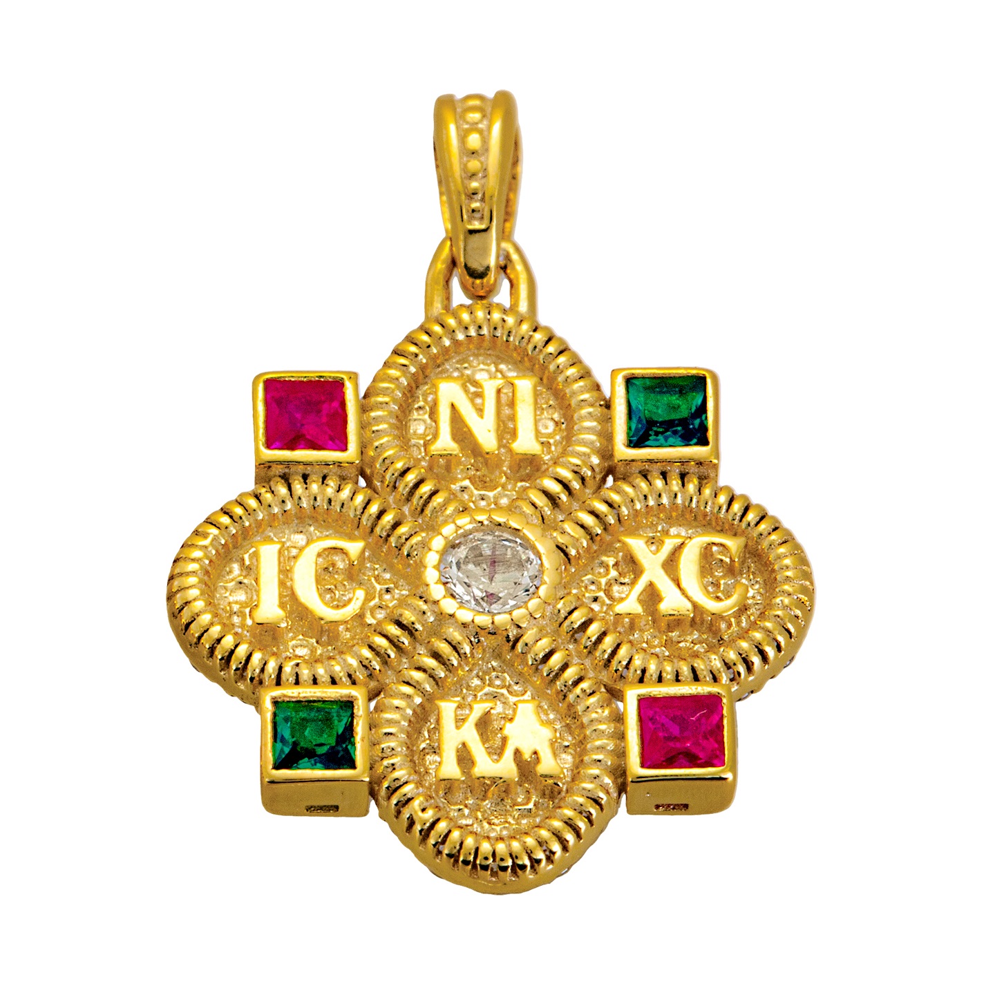 CHRISTIAN CHARMS Amulet Double Sided SENZIO Collection K9 Yellow Gold with Zircon Stones 3LAV.PE5500 - 