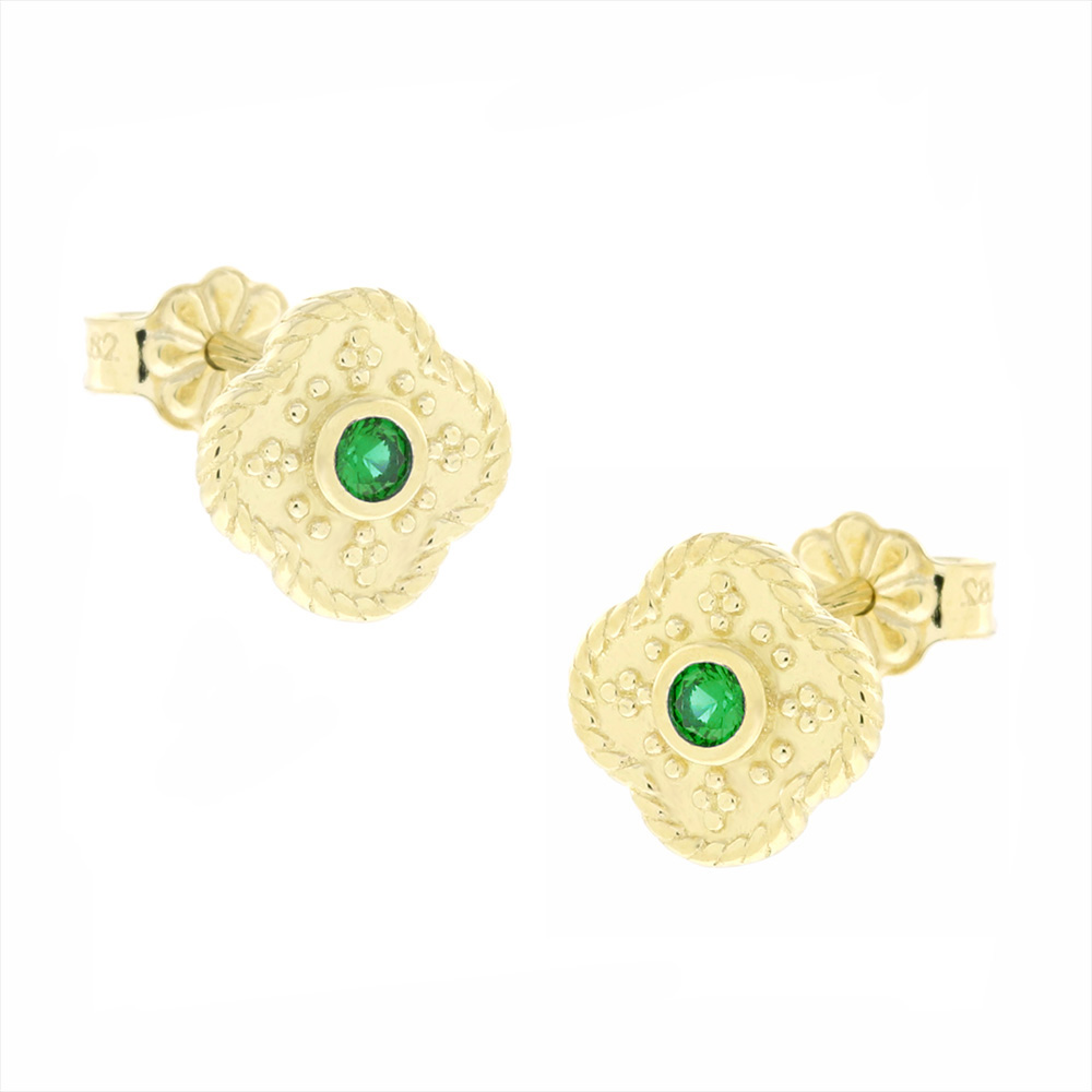 ΣΚΟΥΛΑΡΙΚΙΑ Βυζαντινά Κίτρινο Χρυσό Κ9 με Πέτρες Ζιργκόν 3PE.2201OR - 