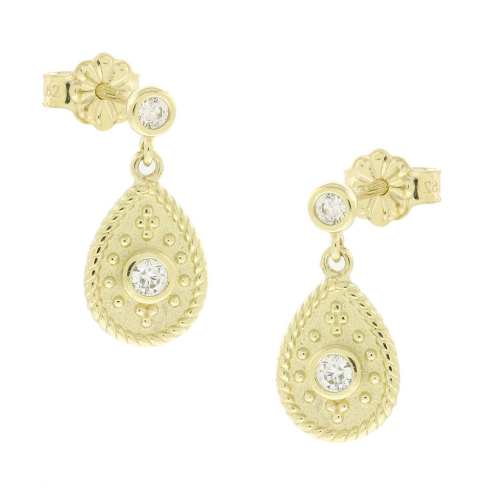 ΣΚΟΥΛΑΡΙΚΙΑ Βυζαντινά Κίτρινο Χρυσό Κ9 με Πέτρες Ζιργκόν 3PE.230OR