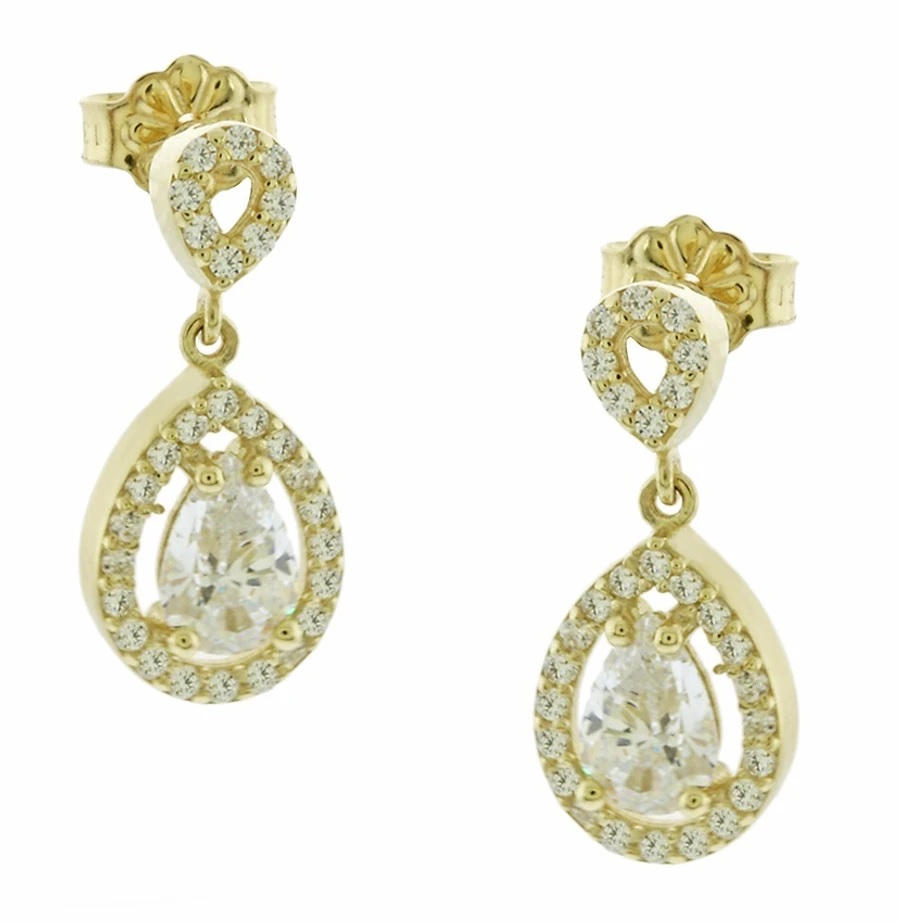 ΣΚΟΥΛΑΡΙΚΙΑ Κρεμαστά Ροζέτα σε Κ9 Κίτρινο Χρυσό με Πέτρες Ζιργκόν 3PE.278OR - 