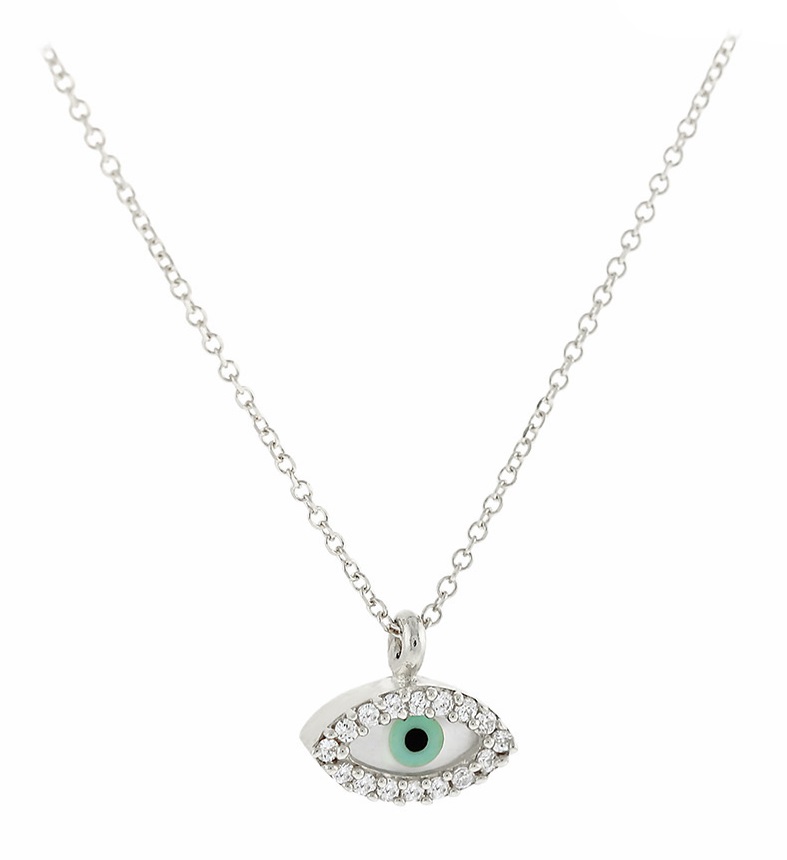 NECKLACE Eyelet 9K in White Gold with Zircon Stones 3SOU.01.1218BC - 
