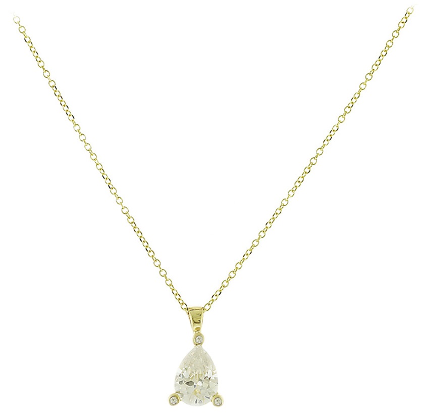 NECKLACE Single Stone Yellow Gold K9 with Zircon 3SOU.1380C