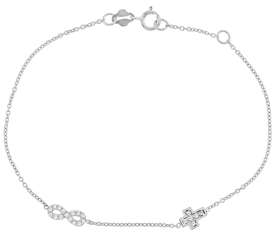 ΒΡΑΧΙΟΛΙ Άπειρο SENZIO Collection K9 Λευκό Χρυσό με Πέτρες Ζιργκόν 3SOU.1473BB