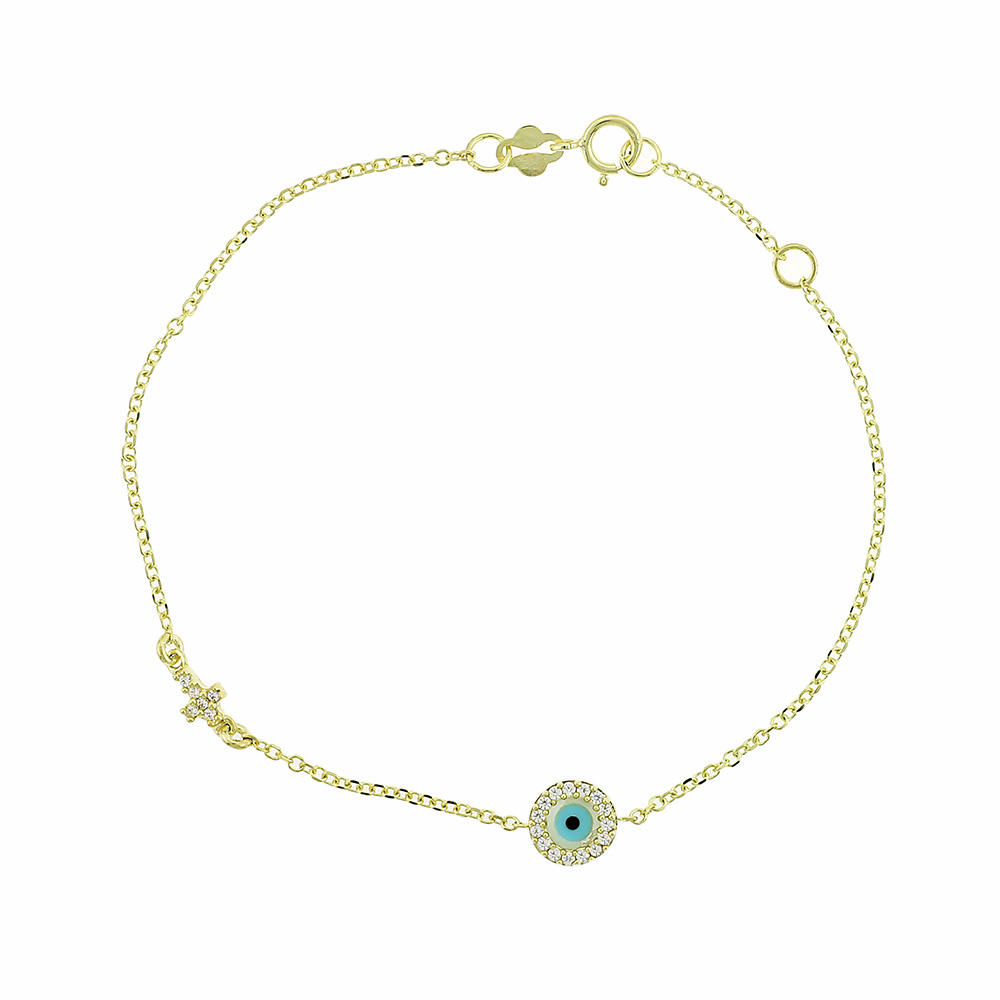 ΒΡΑΧΙΟΛΙ Ματάκι 9K σε Κίτρινο Χρυσό με Πέτρες Ζιργκόν 3SOU.02.1217B