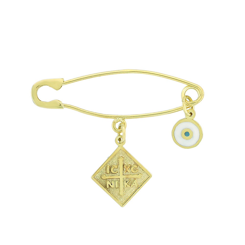 PIN Kids K9 Yellow Gold with Christian Charm with Eye Charm 3SOU.1302NA - 