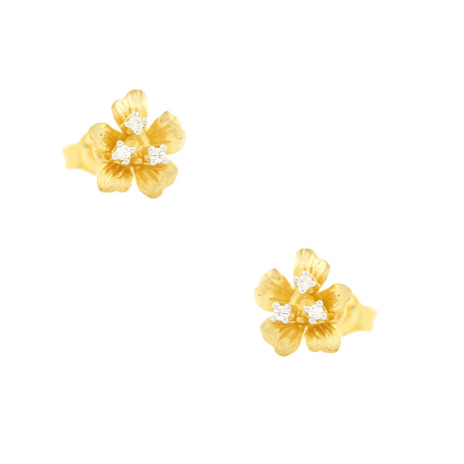 ΣΚΟΥΛΑΡΙΚΙΑ Λουλούδι Κ9 Κίτρινο Χρυσό με Πέτρες Ζιργκόν 3SOU.1164OR - 