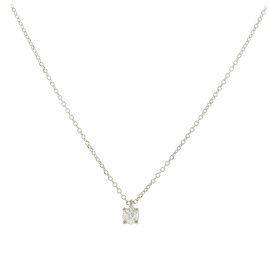 NECKLACE Solitaire SENZIO Collection in K9 White Gold with Zircon Stone 3SOU.1516BC