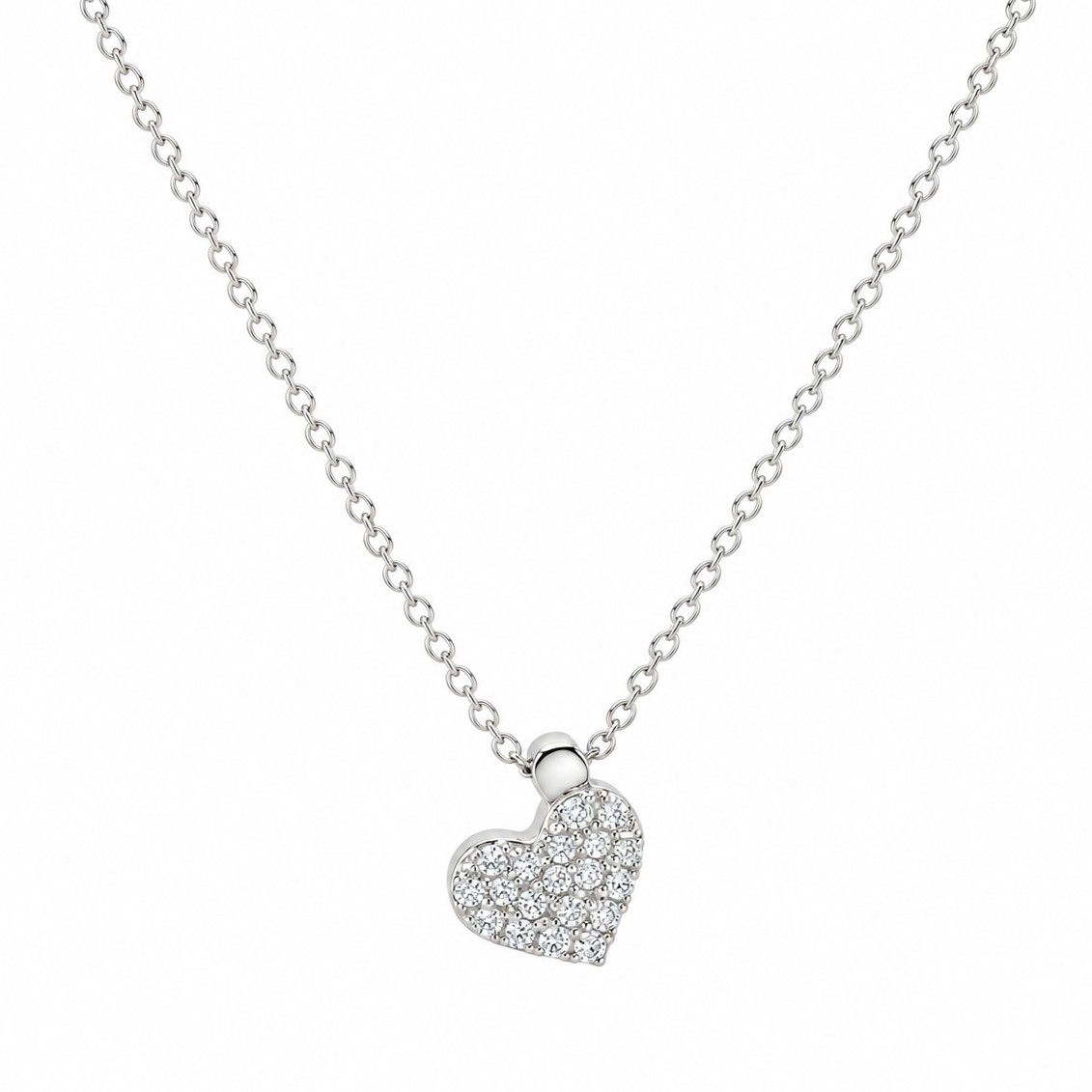 NECKLACE Heart SENZIO Collection White Gold K9 with Zircon Stones 3SOU.1211BC - 