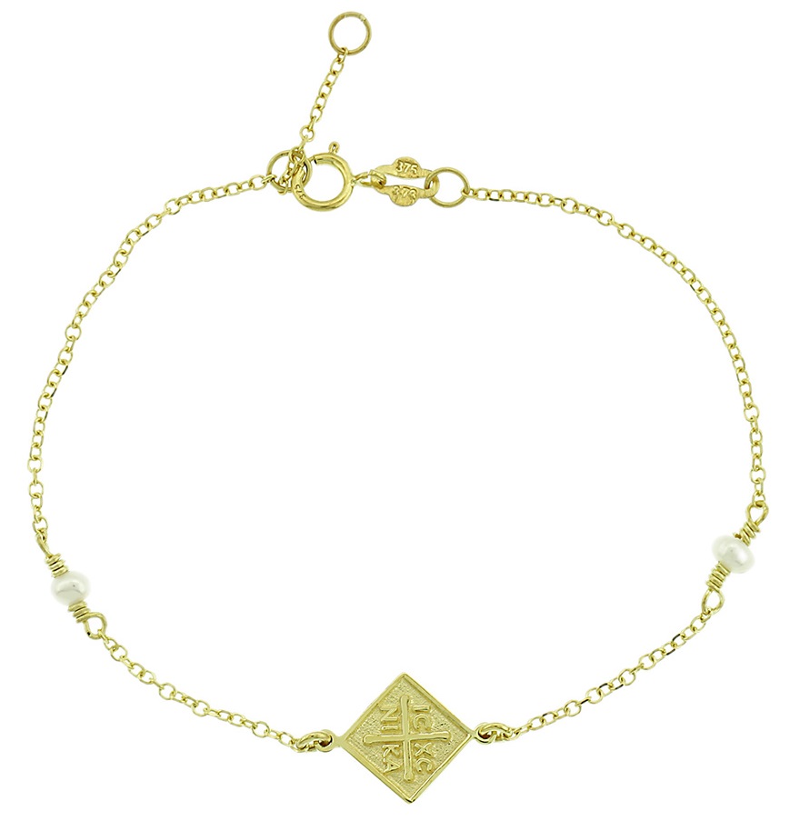 ΒΡΑΧΙΟΛΙ Κωνσταντινάτο Κίτρινο Χρυσό 9K με Μαργαριτάρια 3SOU.1389B - 