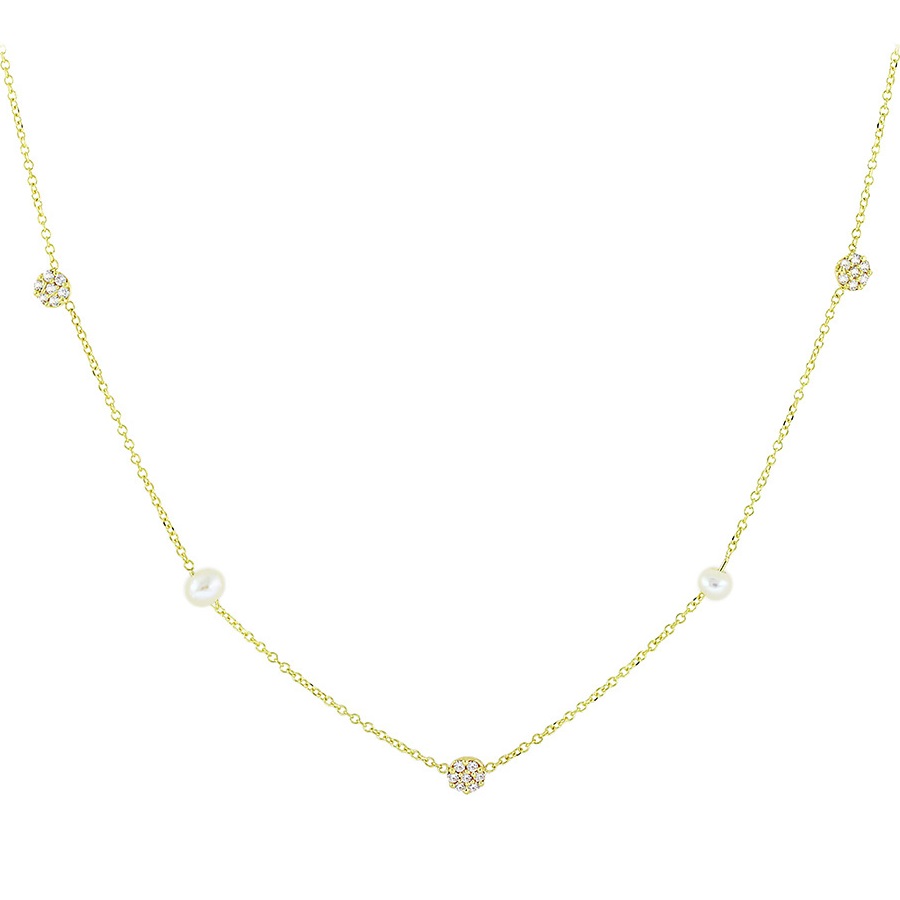 NECKLACE SENZIO Collection K9 Yellow Gold with Zircon Stones and Pearls 3SOU.1453C - 