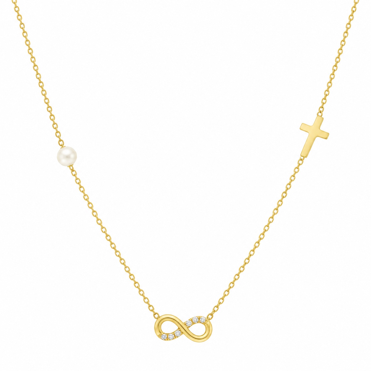 NECKLACE Infinity SENZIO Collection in Yellow Gold K9 with Zircon Stones 3SOU.1611C - 
