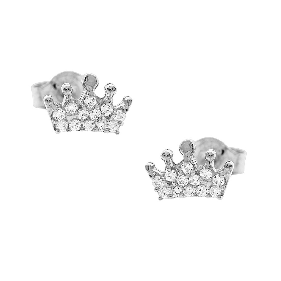 EARRINGS Crowns White Gold K9 with Zircon 3SOU.800LSK - 